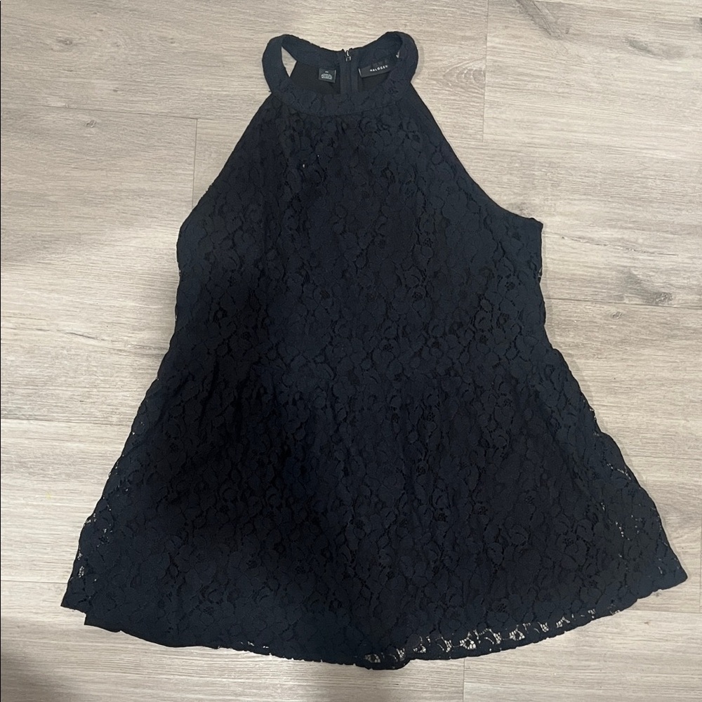 Halogen Black Lace Halter Top, Size Medium‎